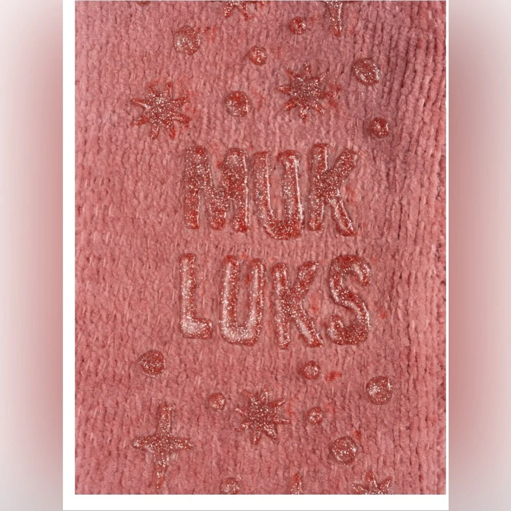 2pack Muk Luk chenille faux fur lined textured non slip mid-calf height‎ socks